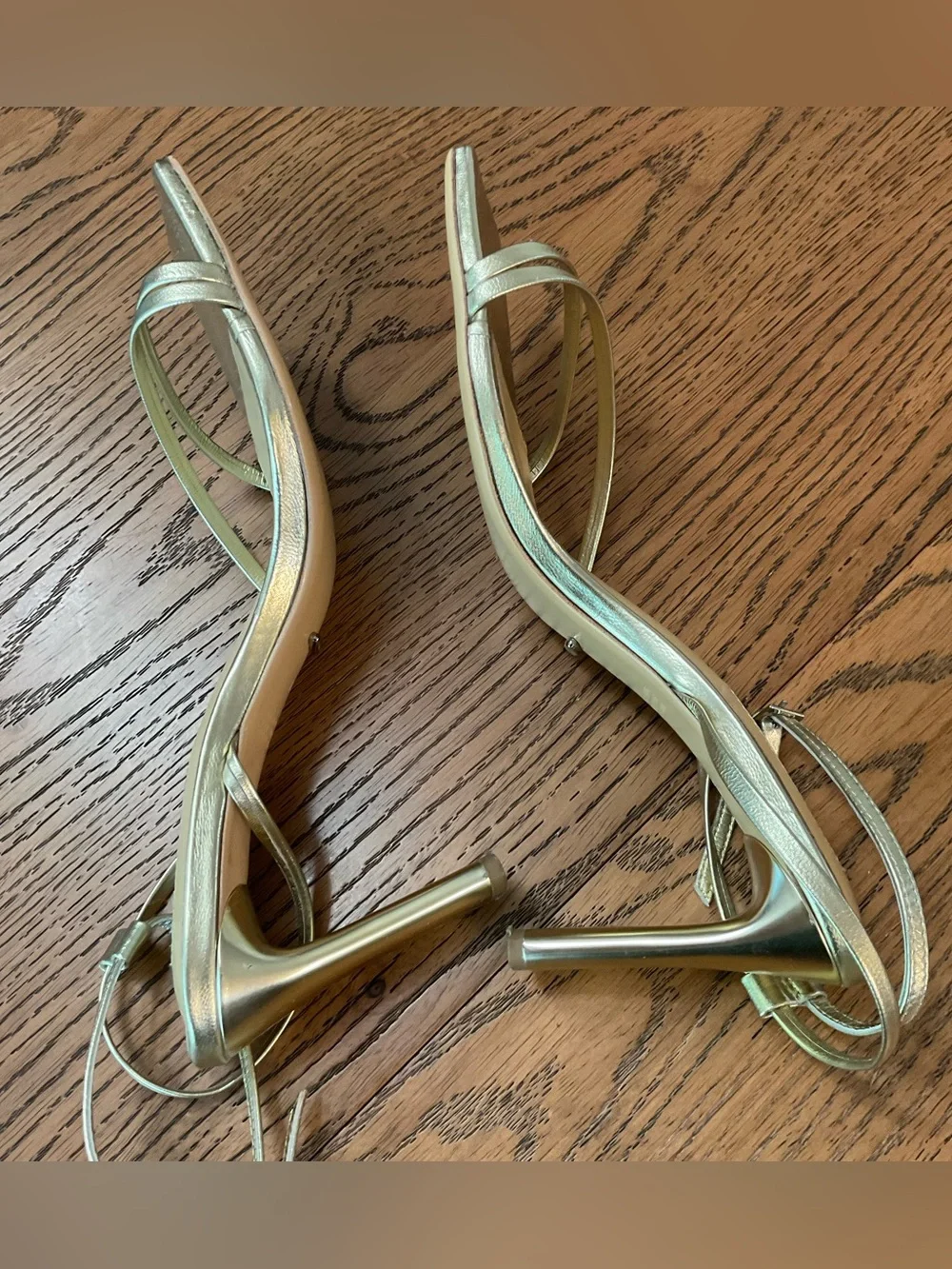 Tony Bianco -Corso Gold Nappa Metallic Strappy Ankle-Heel Sandal. Size 8